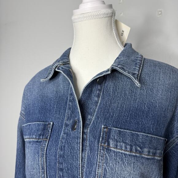Evereve Denim Shirt Dress Button Front Long Sleeve Medium Wash Women’s Small NWT - Picture 2 of 9